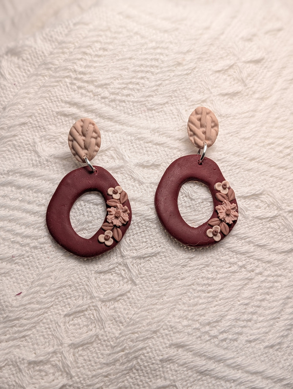 Aretes Óvalo Orgánico Vino & Rosa Nude