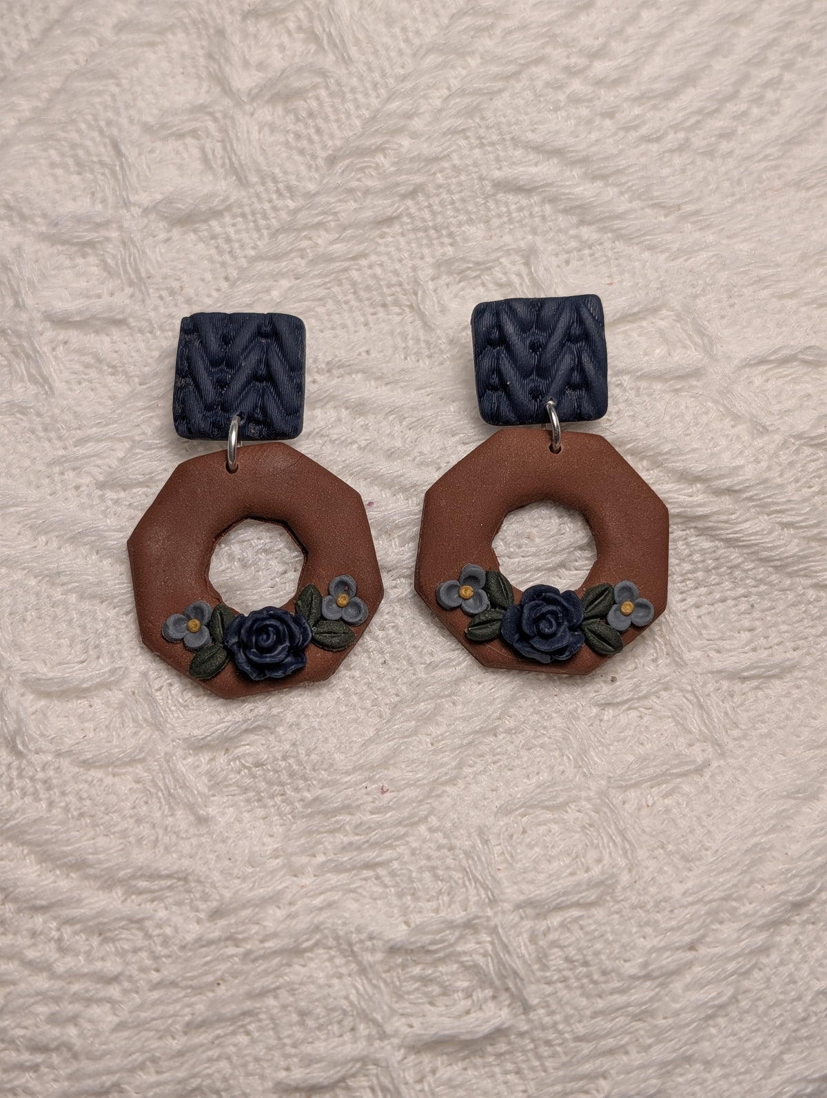 Pendientes Dona Geométrica Marino & Terracota